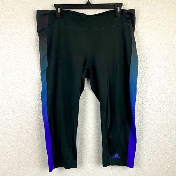 Adidas Womens Climate Stretch Athletic Cropped Capri Tight Leggings Black XL - Picture 1 of 8